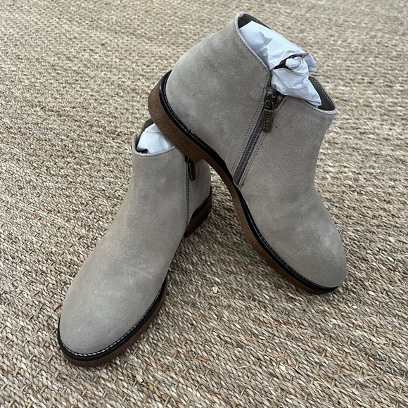 NIB Italeau Foliana Velour Taupe Ankle Boots, Size 39.5 - Picture 5 of 12